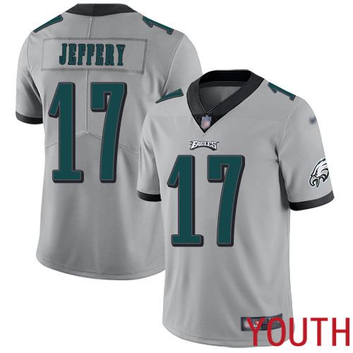 Youth Philadelphia Eagles #17 Alshon Jeffery Limited Silver Inverted Legend NFL Jersey Football->youth nfl jersey->Youth Jersey